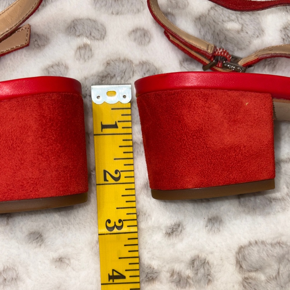Sam Edelman Orange-Red Suede Block Heel Slingbacks - Picture 7 of 10